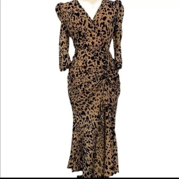 ZY Leopard Print Midi Dress with slit Size XS - Picture 3 of 16
